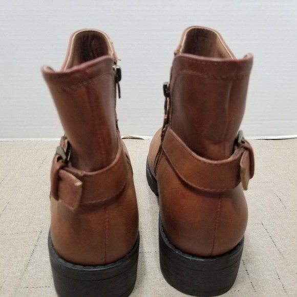 Seven7 Women Ankle Boots Brown Size 8.5 Bootie Side Zip Buckle - Picture 7 of 14